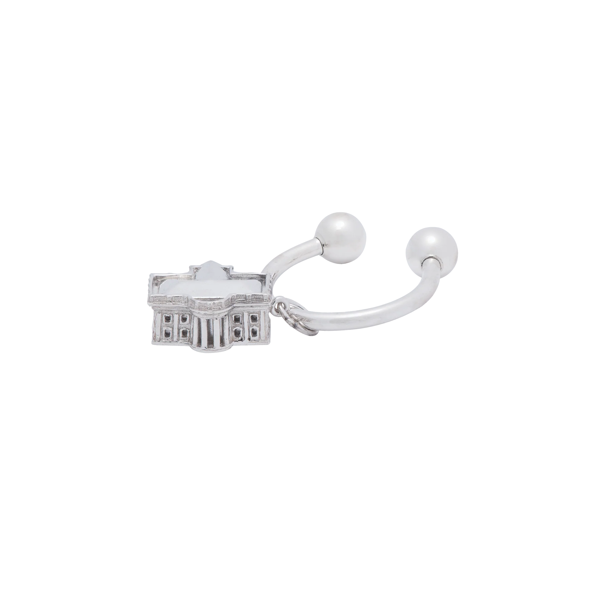 3D White House Sterling Silver Key Chain