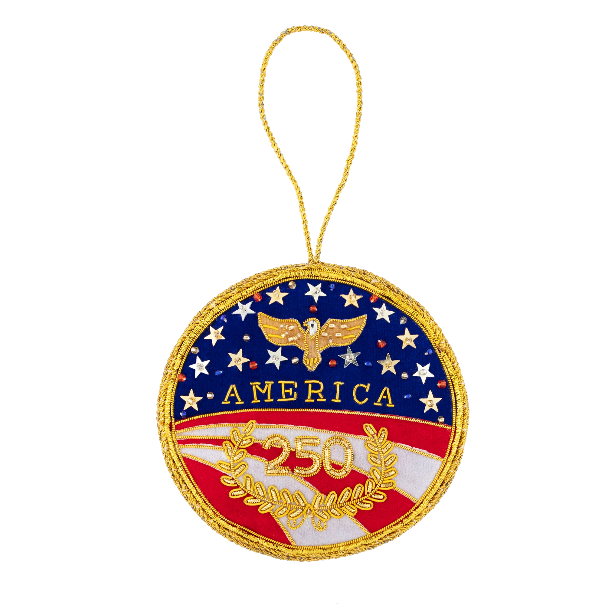 America's 250th Anniversary Embroidered Felt Ornament with Eagle