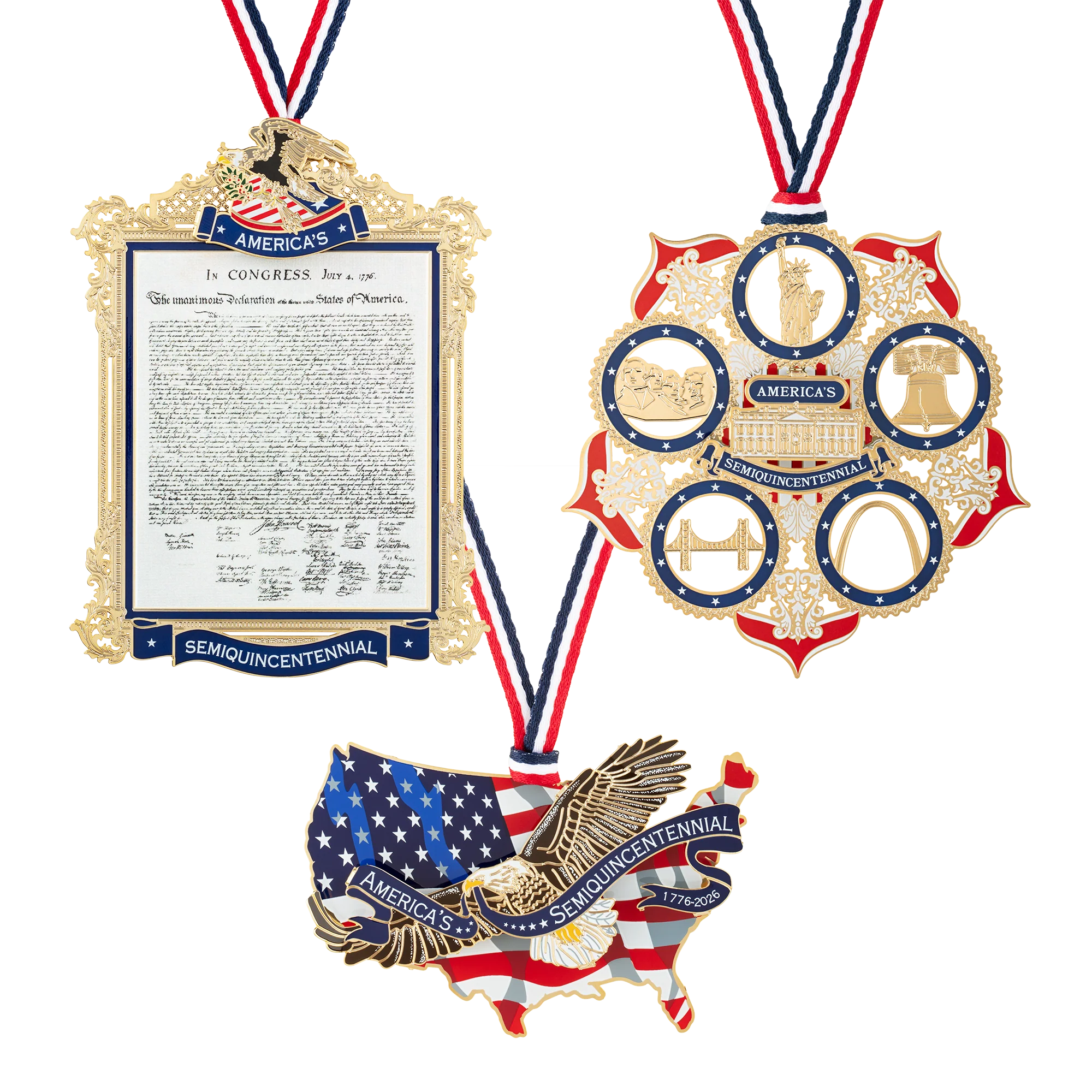 America's 250th Anniversary Ornaments - 3 Piece Bundle