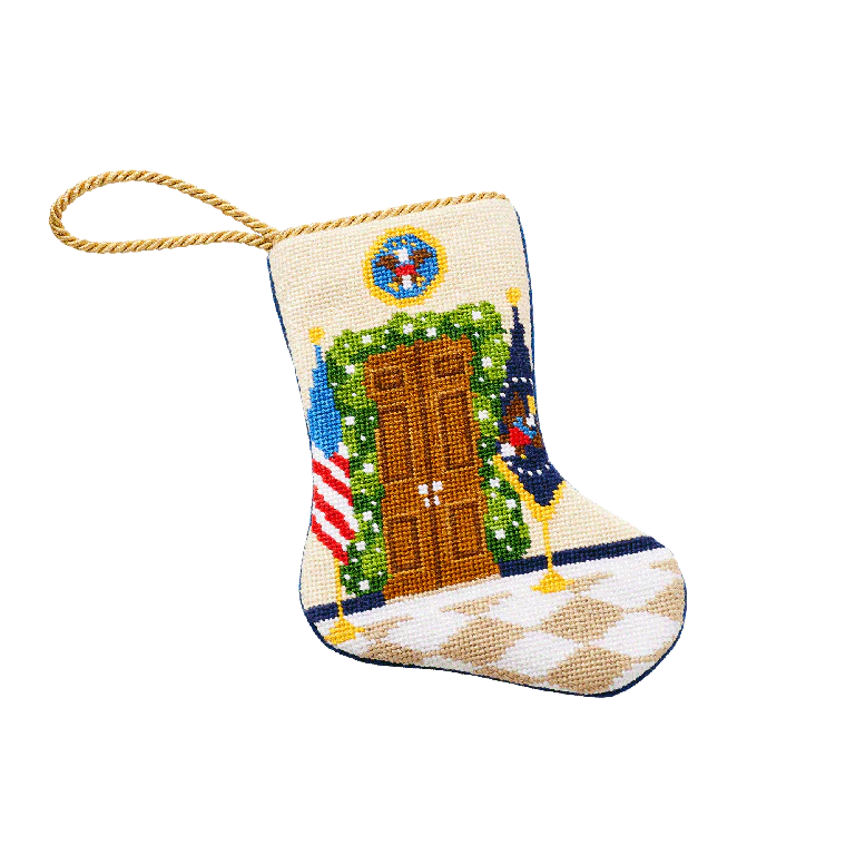 Bauble Stockings White House Entry Hall Needlepoint Mini Stocking