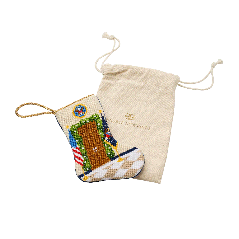 Bauble Stockings White House Entry Hall Needlepoint Mini Stocking - Image 3