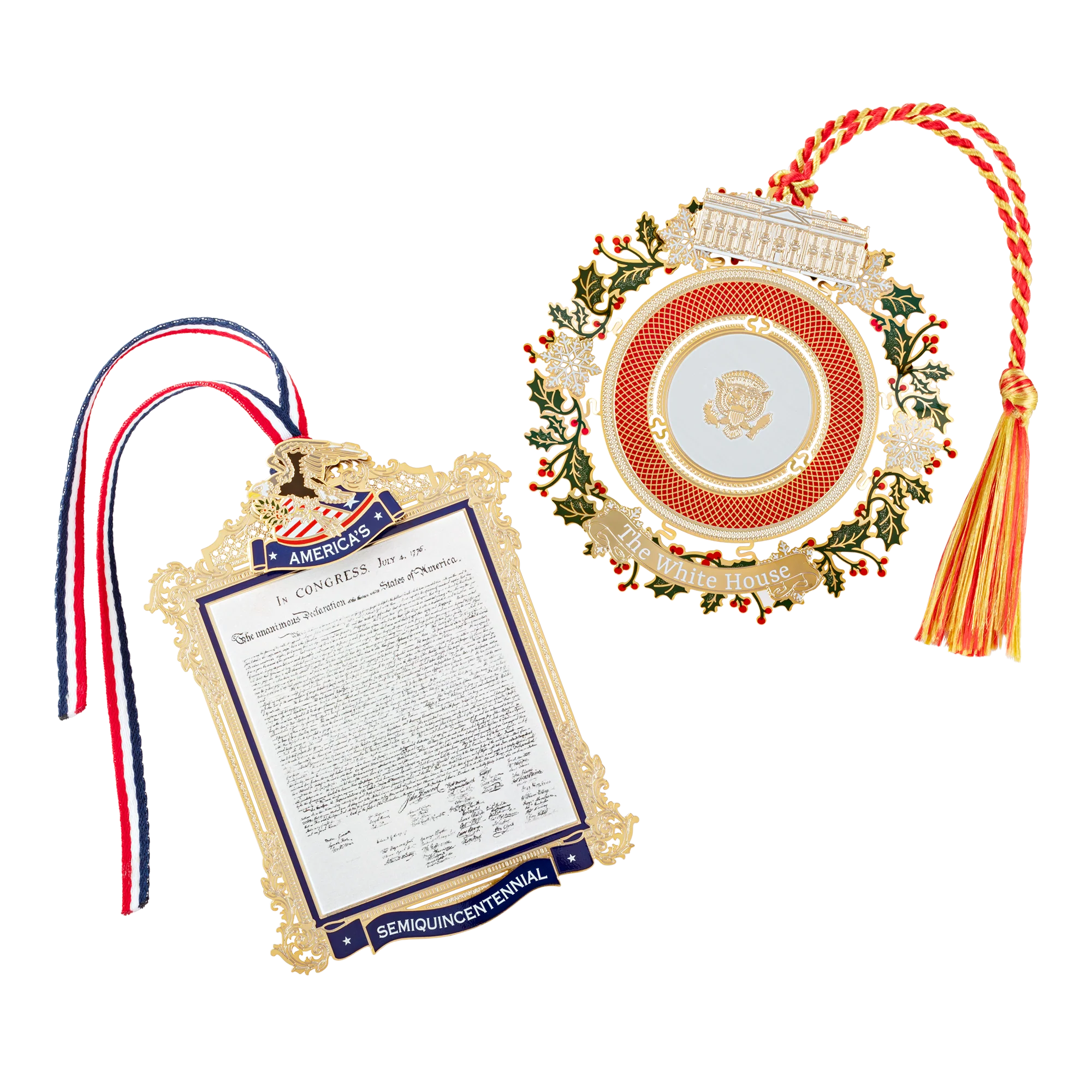 Collector's Bundle Featuring 2026 Official Commemorative Ornament of America's 250th Anniversary Celebration and the 2025 Official White House Christmas Ornament