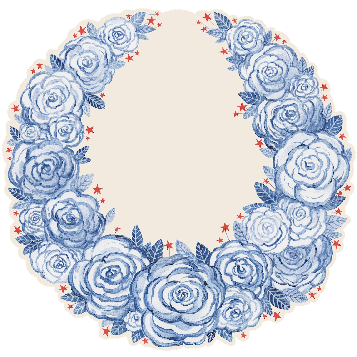 Die-cut Americana Floral Wreath Paper Placemats - set of 12