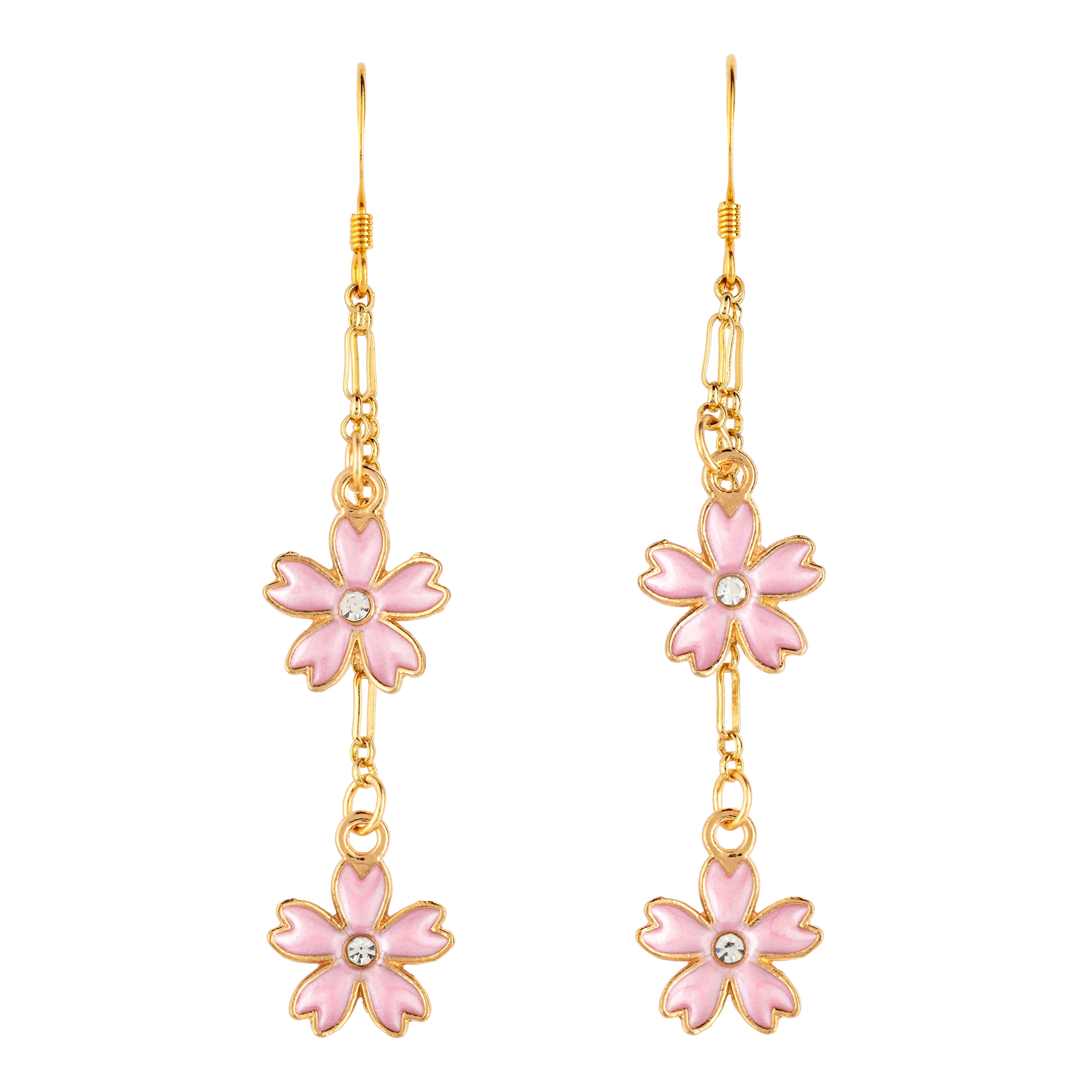 Enameled Cherry Blossom Dangle Earring
