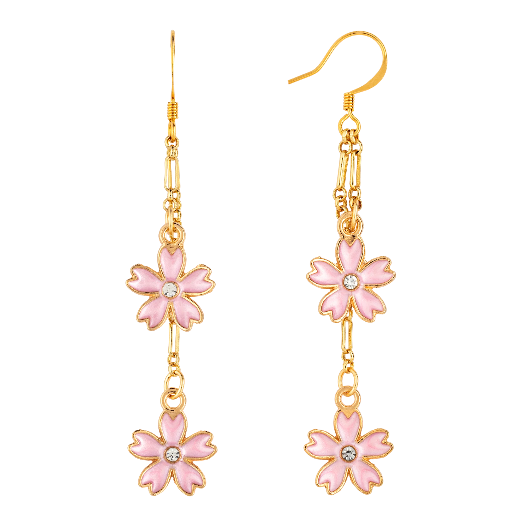 Enameled Cherry Blossom Dangle Earring - Image 2