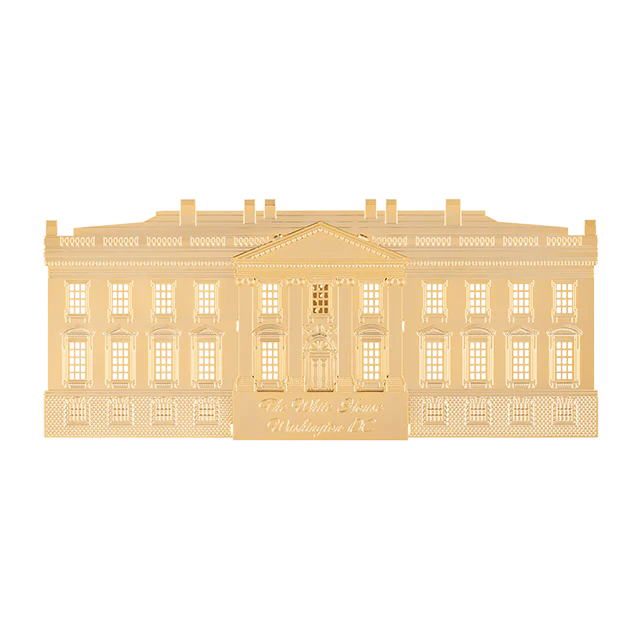 Etched Brass White House Tree Topper with 24K Gold