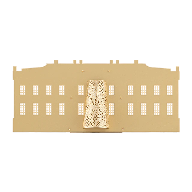Etched Brass White House Tree Topper with 24K Gold - Image 3