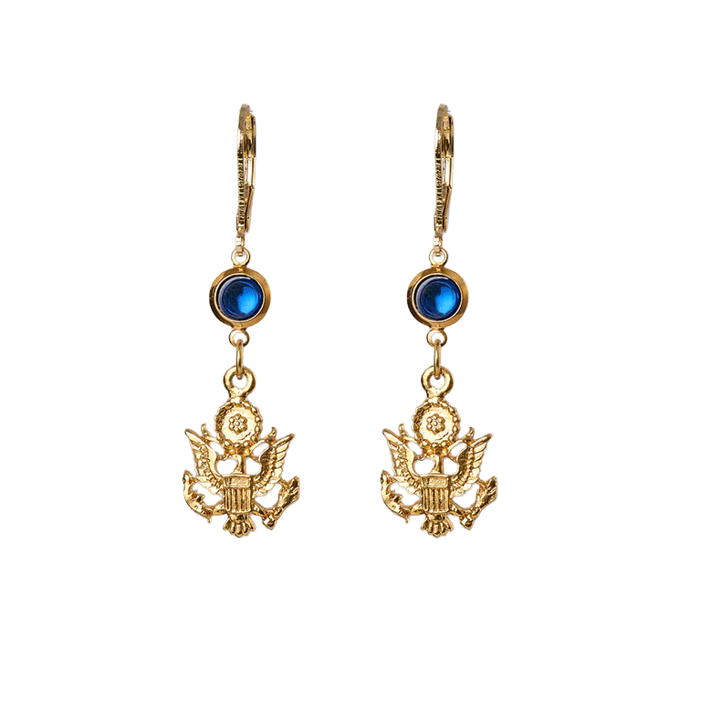 Great Seal Inspired Drop Earring with Blue Crystal