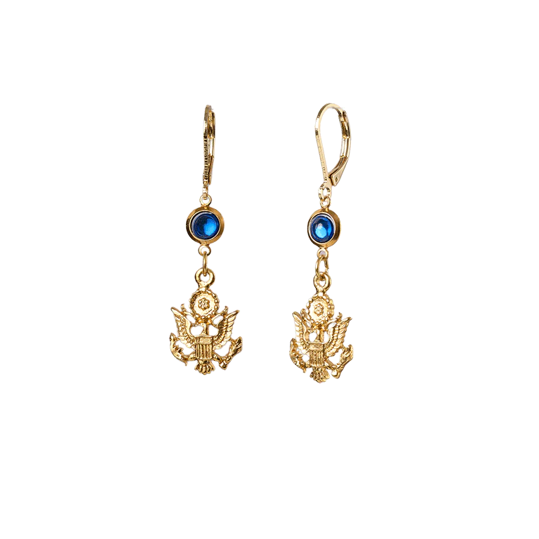 Great Seal Inspired Drop Earring with Blue Crystal - Image 2