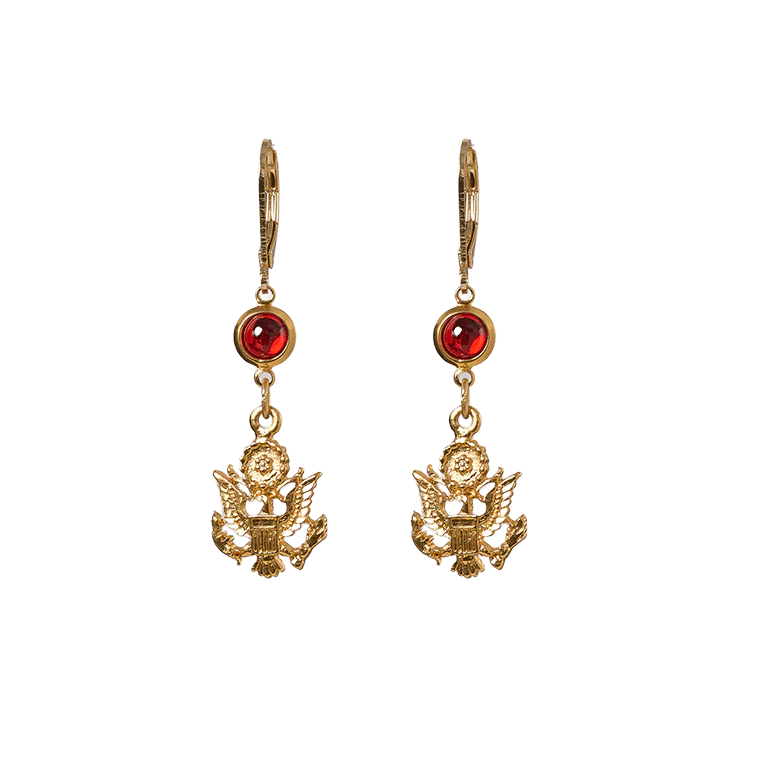 Great Seal Inspired Drop Earring with Red Crystal
