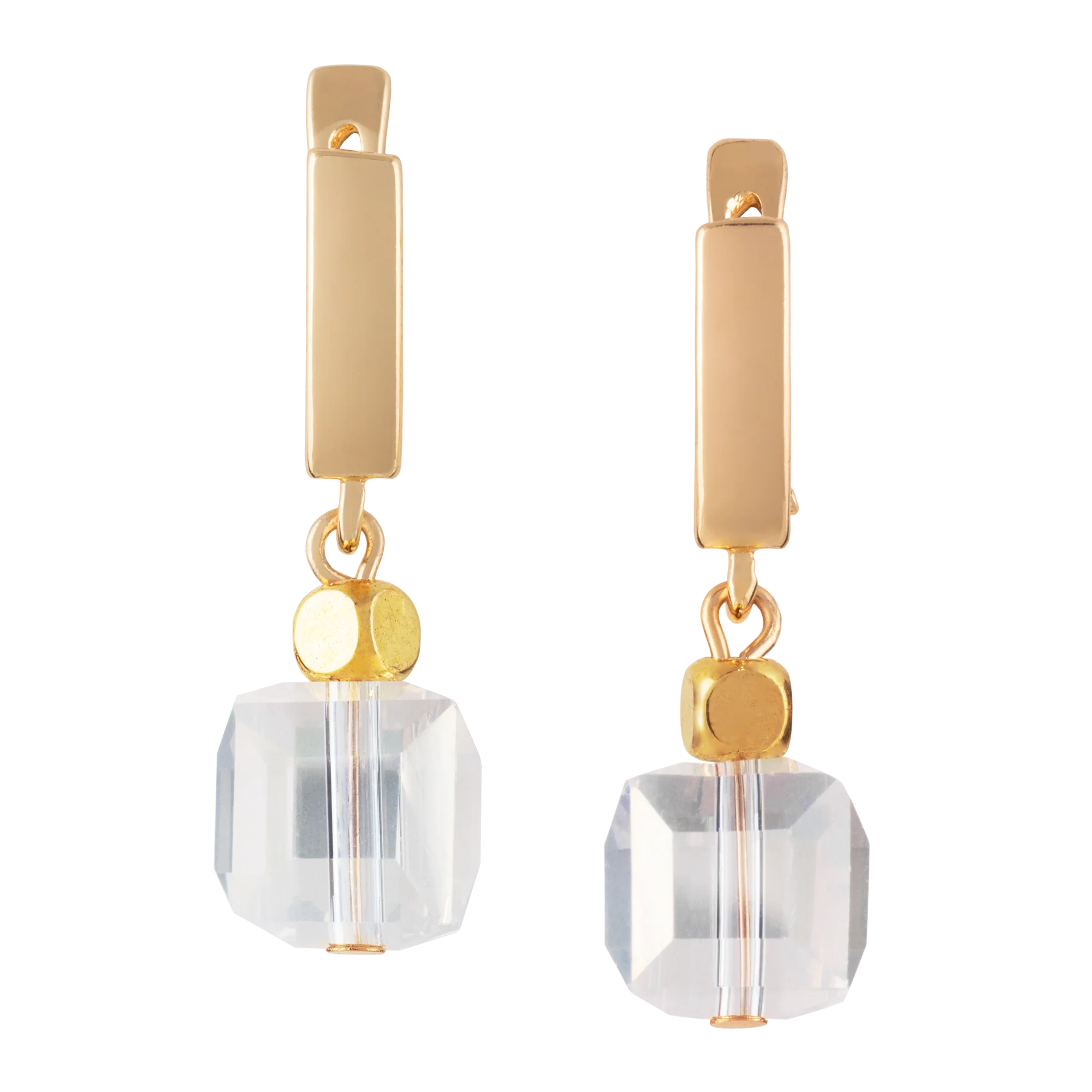 Green Room Crystal Cube Huggie Earrings