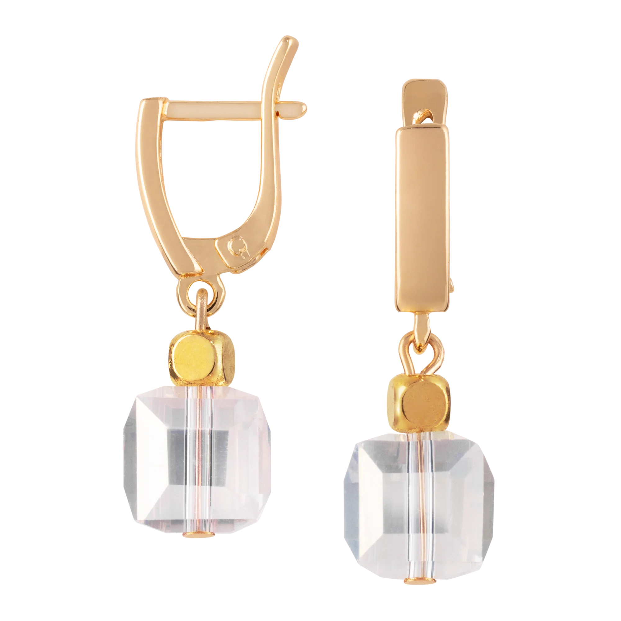 Green Room Crystal Cube Huggie Earrings - Image 2