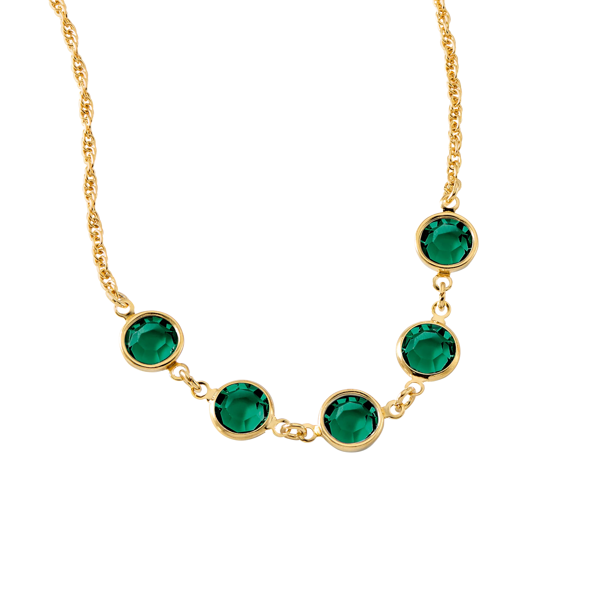 Green Room Faceted Stone Necklace in 14k Gold