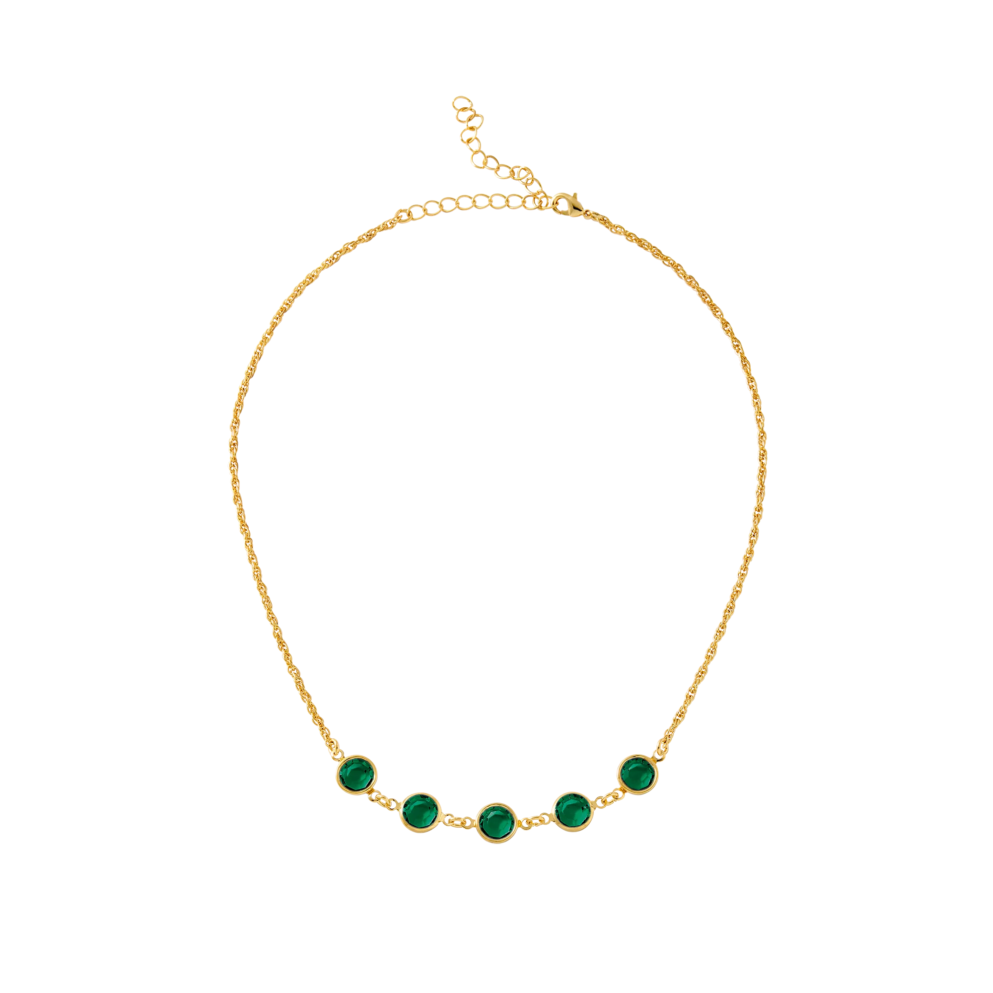 Green Room Faceted Stone Necklace in 14k Gold - Image 2