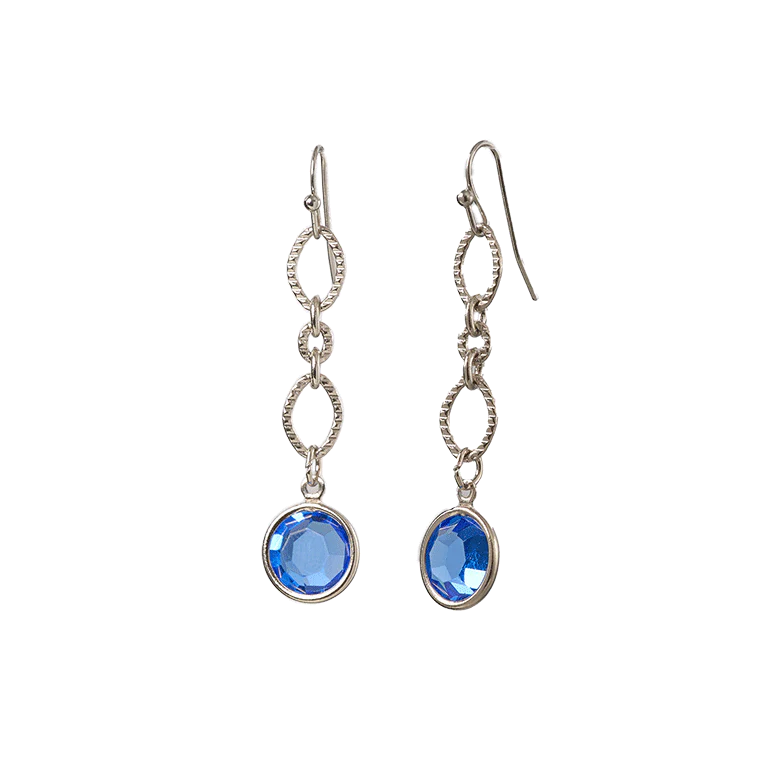 Jacqueline Kennedy's Blue Room Drop Earrings with Blue Crystal - Image 2