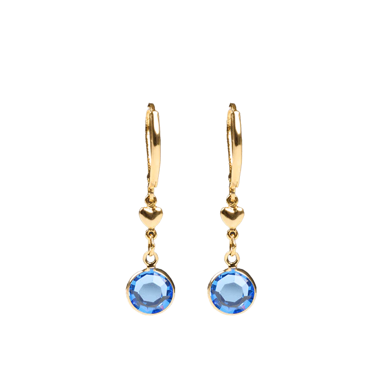 Jacqueline Kennedy's Blue Room Heart Earrings with Blue Crystal