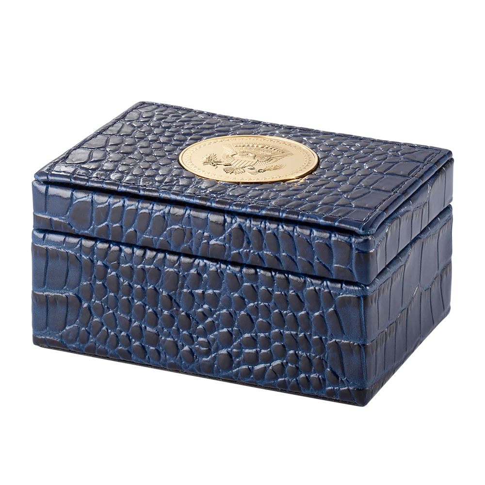 Truman Seal Coin Leather Box with Embossed Crocodile Texture