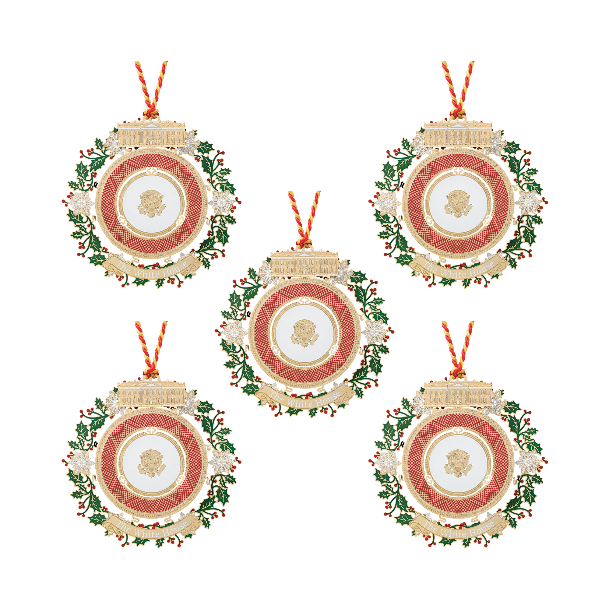 Official 2025 White House Christmas Ornament – 5 Piece Bundle