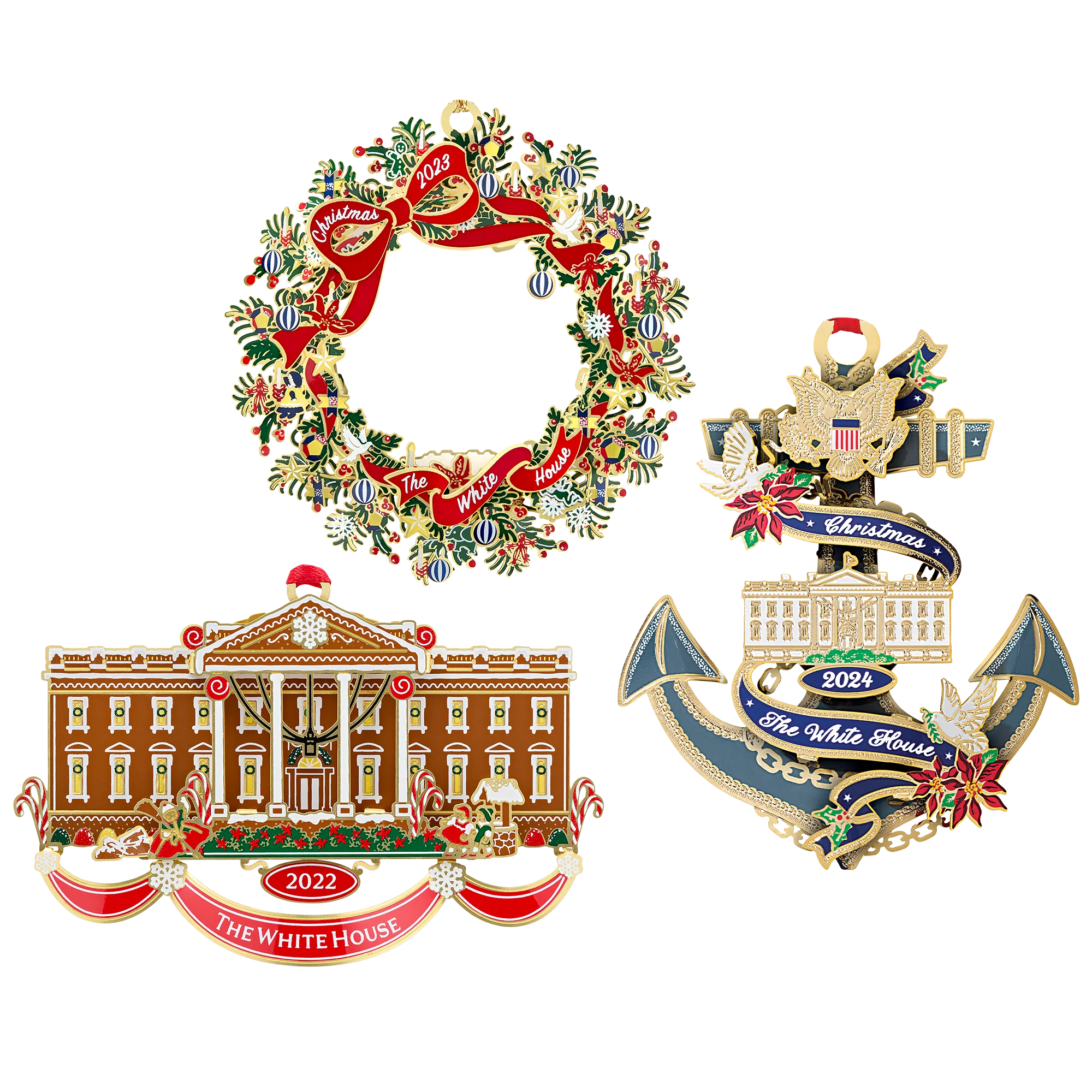 Official White House Christmas Ornament Special Value Bundle: 2024, 2023, 2022
