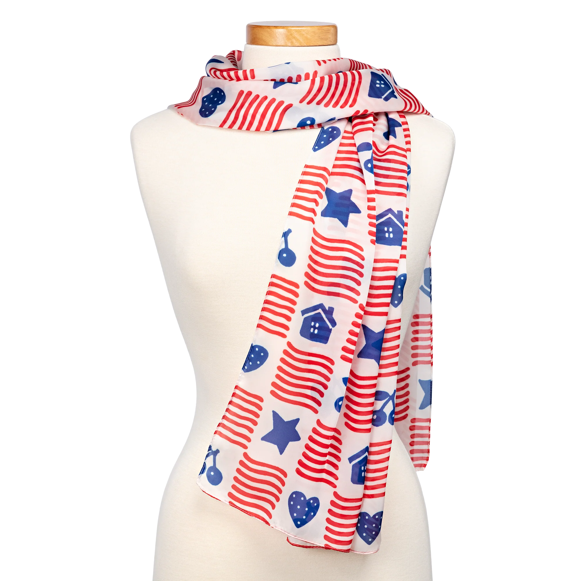 Patriotic Red and Blue Sheer Scarf by Mary Engelbreit