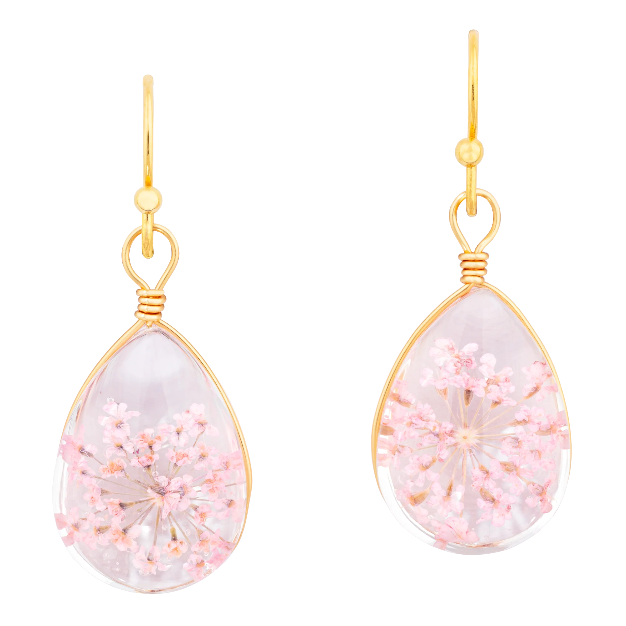 Pressed Flower Teardrop Earrings