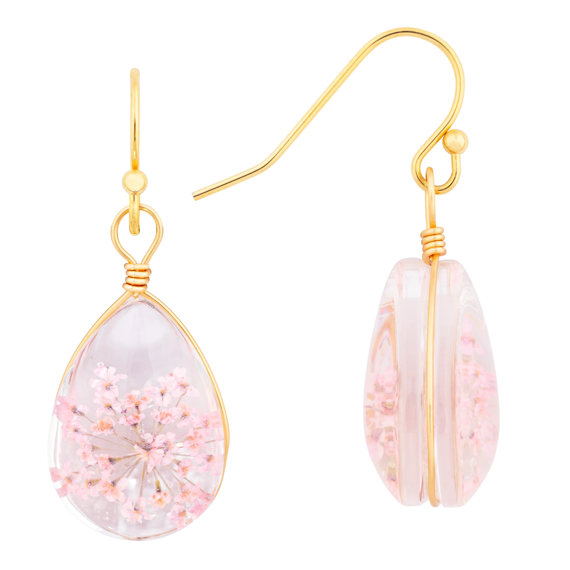Pressed Flower Teardrop Earrings - Image 2