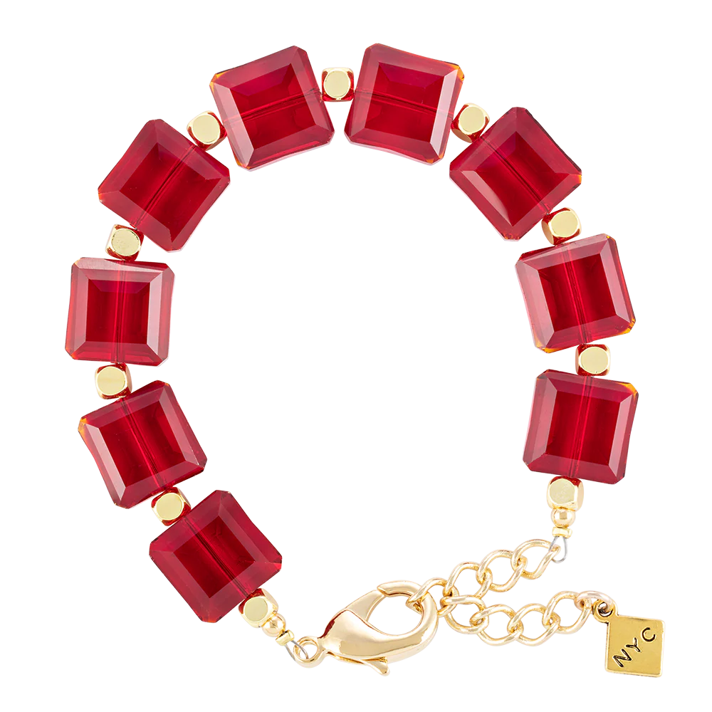 Radiant Red Room Square Crystal Bracelet