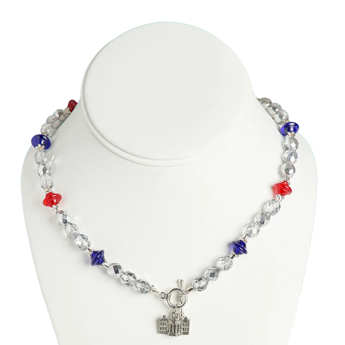 Red, White, and Blue White House Charm Necklace