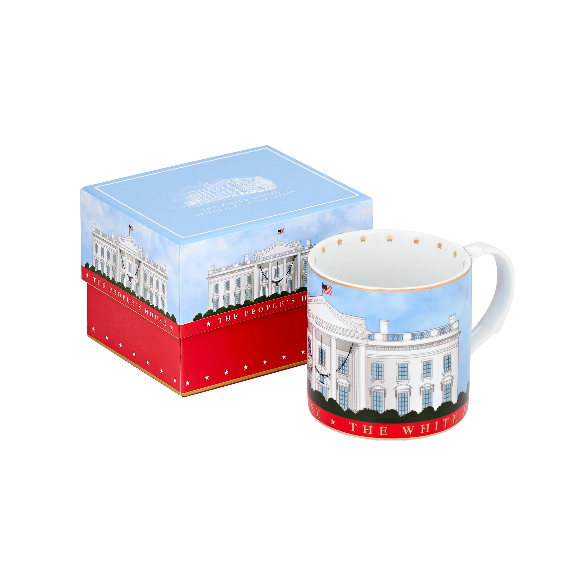 The People's House, White House Red with Gold Mug