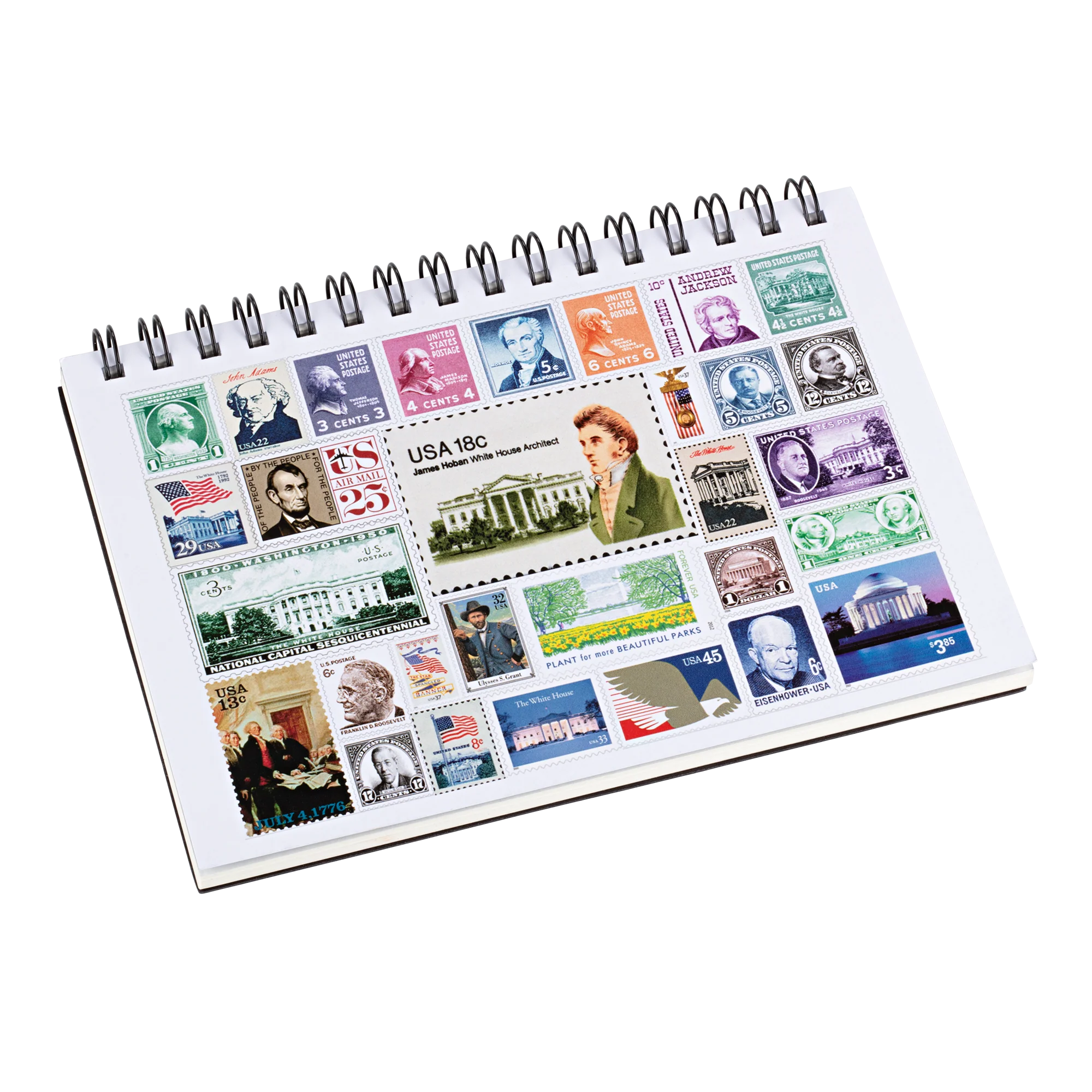 USPS Stamp Collage Spiral Notebook 8" x 5"
