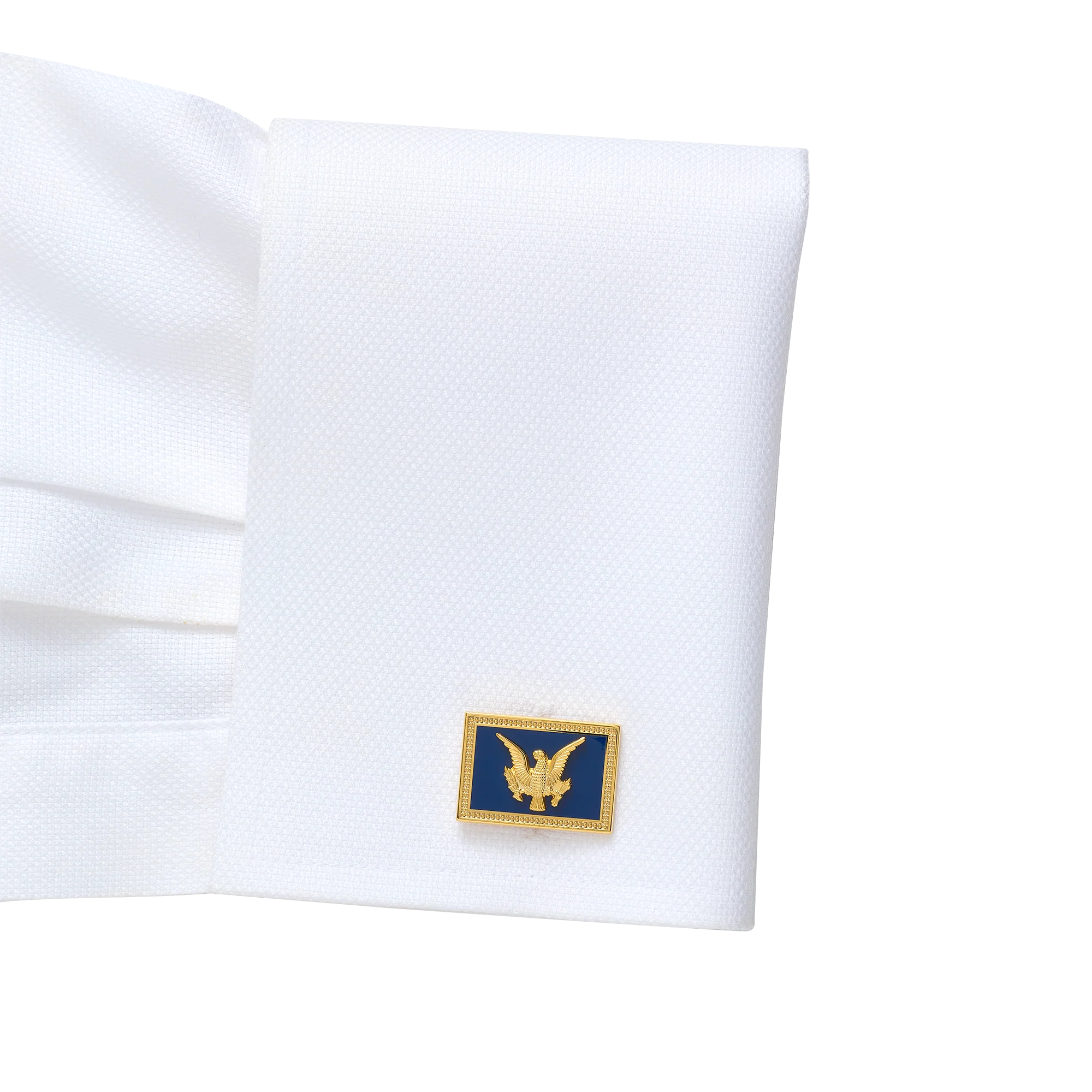 USS Williamsburg Navy/Gold Rectangle Cufflinks - Image 3