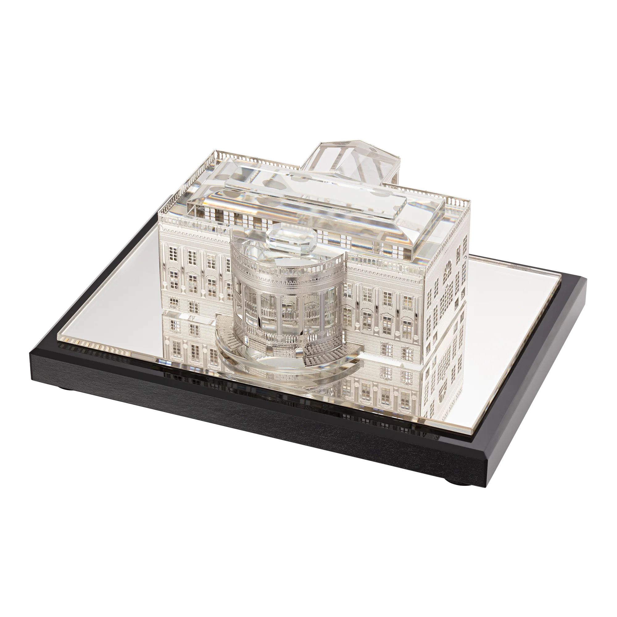 White House Model in Crystal and Plated Silver