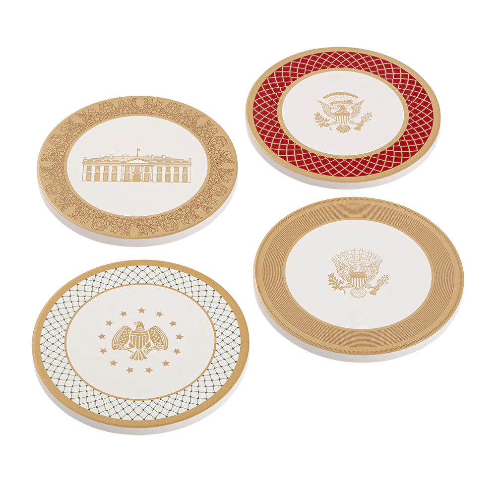 White House State China Coasters Contemporary Collection - Set of 4