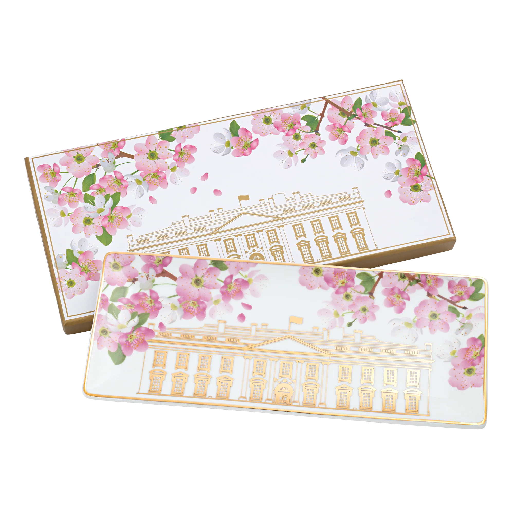 White House with Cherry Blossoms Tray - Image 2